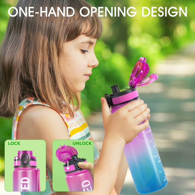 Load image into Gallery viewer, Sahara Sailor Water Bottle, 32/25/17oz Durable and Leakproof Water Bottles Motivational with Time Marker, Tritan, BPA Free, Wide Mouth with Easy Clean Brush for Gym, Travel, School, Office (1 Bottle) - happygetfit.com
