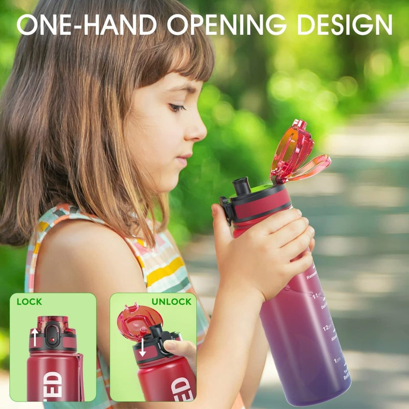 Load image into Gallery viewer, Sahara Sailor Water Bottle, 32/25/17oz Durable and Leakproof Water Bottles Motivational with Time Marker, Tritan, BPA Free, Wide Mouth with Easy Clean Brush for Gym, Travel, School, Office (1 Bottle) - happygetfit.com

