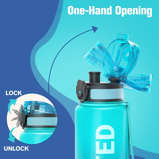Sahara Sailor Water Bottle, 32/25/17oz Durable and Leakproof Water Bottles Motivational with Time Marker, Tritan, BPA Free, Wide Mouth with Easy Clean Brush for Gym, Travel, School, Office (1 Bottle) - happygetfit.com