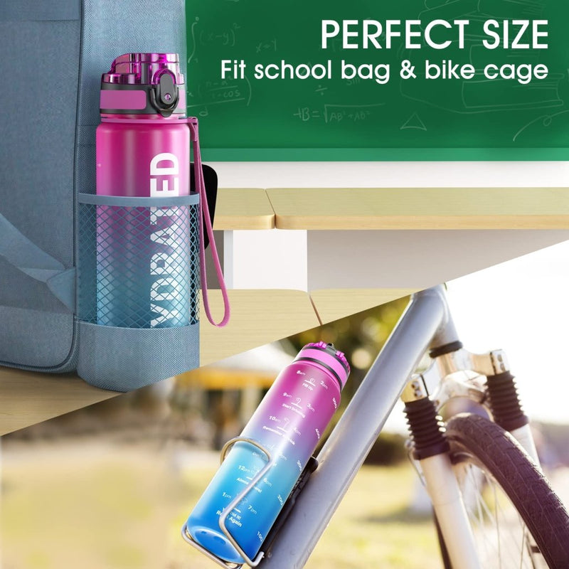 Load image into Gallery viewer, Sahara Sailor Water Bottle, 32/25/17oz Durable and Leakproof Water Bottles Motivational with Time Marker, Tritan, BPA Free, Wide Mouth with Easy Clean Brush for Gym, Travel, School, Office (1 Bottle) - happygetfit.com
