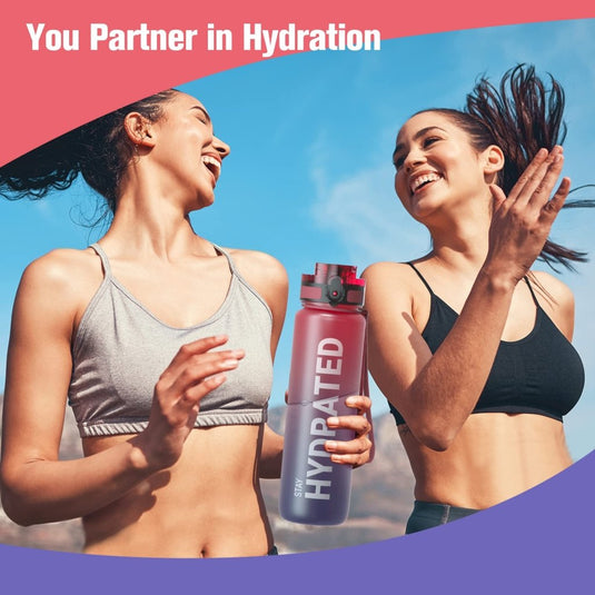 Sahara Sailor Water Bottle, 32/25/17oz Durable and Leakproof Water Bottles Motivational with Time Marker, Tritan, BPA Free, Wide Mouth with Easy Clean Brush for Gym, Travel, School, Office (1 Bottle) - happygetfit.com