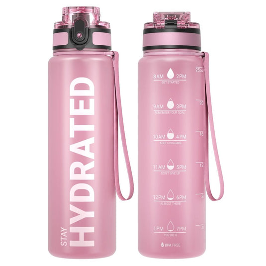 Sahara Sailor Water Bottle, 32/25/17oz Durable and Leakproof Water Bottles Motivational with Time Marker, Tritan, BPA Free, Wide Mouth with Easy Clean Brush for Gym, Travel, School, Office (1 Bottle) - happygetfit.com