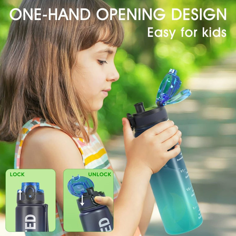 Load image into Gallery viewer, Sahara Sailor Water Bottle, 32/25/17oz Durable and Leakproof Water Bottles Motivational with Time Marker, Tritan, BPA Free, Wide Mouth with Easy Clean Brush for Gym, Travel, School, Office (1 Bottle) - happygetfit.com
