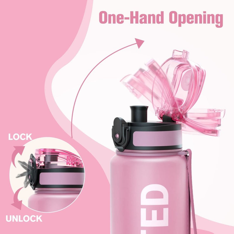 Load image into Gallery viewer, Sahara Sailor Water Bottle, 32/25/17oz Durable and Leakproof Water Bottles Motivational with Time Marker, Tritan, BPA Free, Wide Mouth with Easy Clean Brush for Gym, Travel, School, Office (1 Bottle) - happygetfit.com
