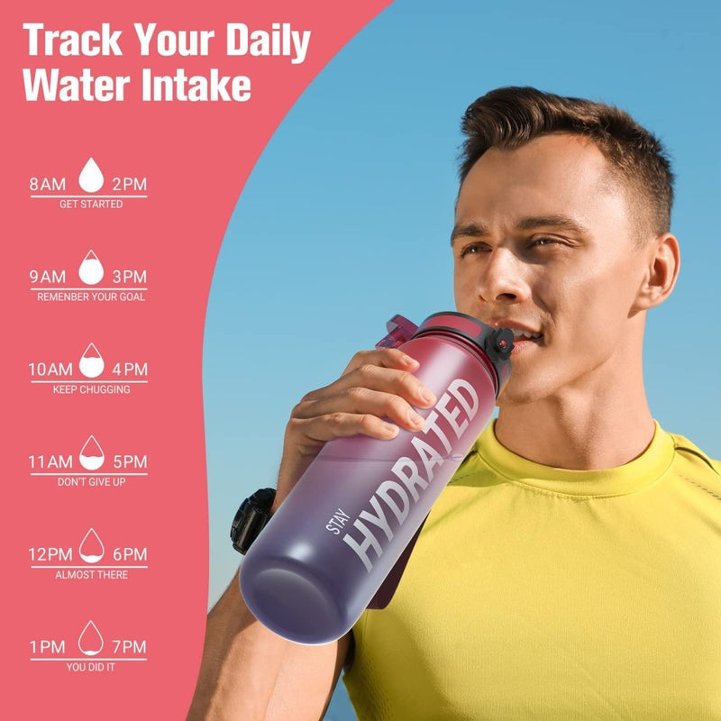 Load image into Gallery viewer, Sahara Sailor Water Bottle, 32/25/17oz Durable and Leakproof Water Bottles Motivational with Time Marker, Tritan, BPA Free, Wide Mouth with Easy Clean Brush for Gym, Travel, School, Office (1 Bottle) - happygetfit.com
