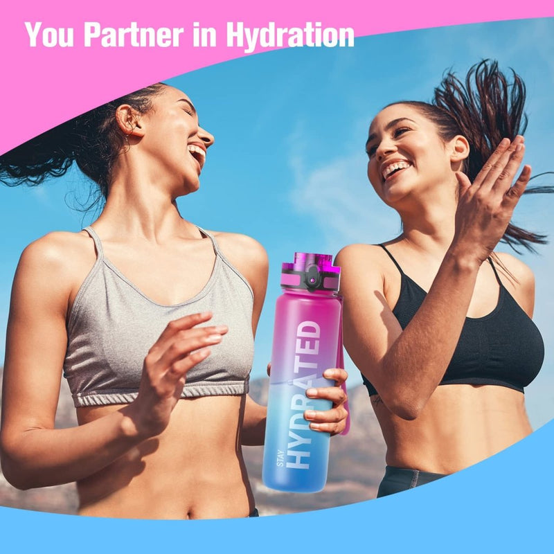 Load image into Gallery viewer, Sahara Sailor Water Bottle, 32/25/17oz Durable and Leakproof Water Bottles Motivational with Time Marker, Tritan, BPA Free, Wide Mouth with Easy Clean Brush for Gym, Travel, School, Office (1 Bottle) - happygetfit.com
