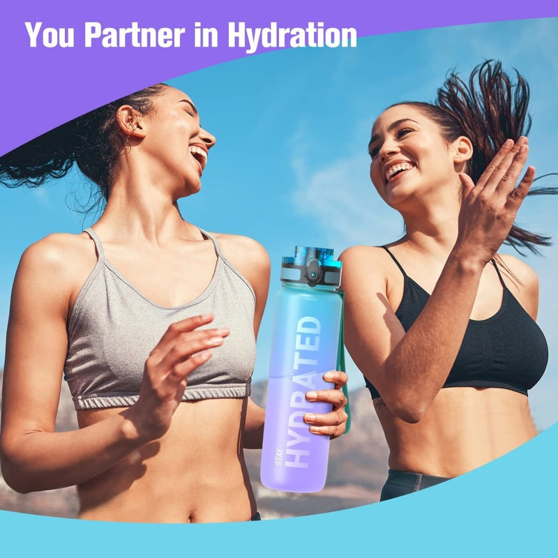 Load image into Gallery viewer, Sahara Sailor Water Bottle, 32/25/17oz Durable and Leakproof Water Bottles Motivational with Time Marker, Tritan, BPA Free, Wide Mouth with Easy Clean Brush for Gym, Travel, School, Office (1 Bottle) - happygetfit.com
