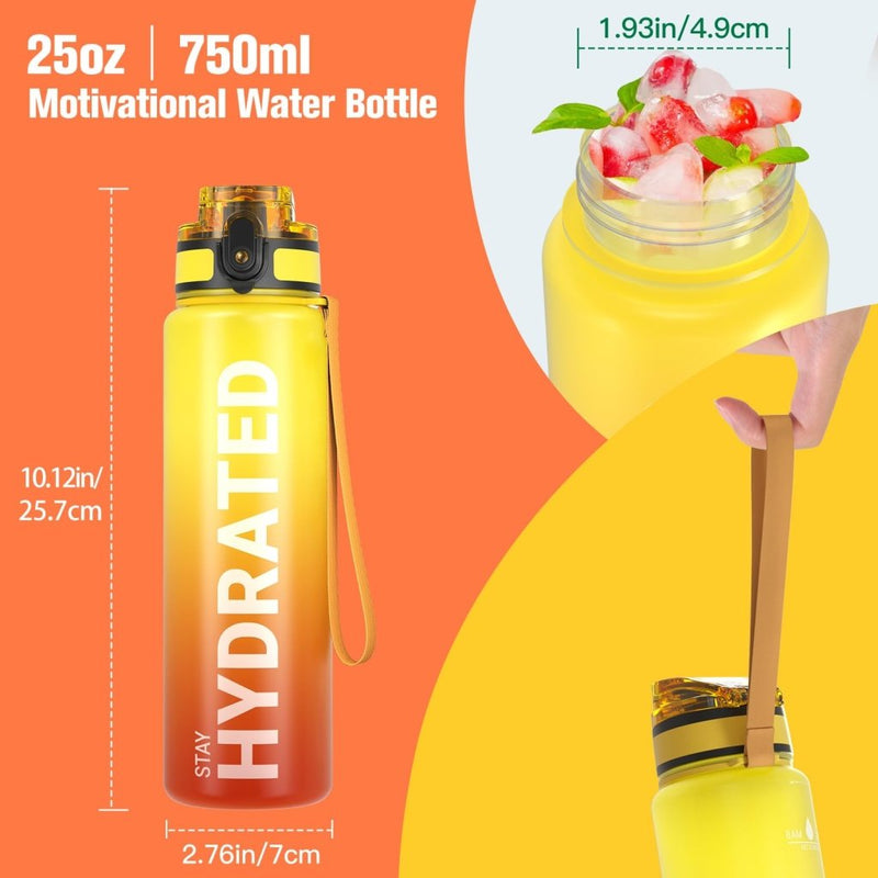 Load image into Gallery viewer, Sahara Sailor Water Bottle, 32/25/17oz Durable and Leakproof Water Bottles Motivational with Time Marker, Tritan, BPA Free, Wide Mouth with Easy Clean Brush for Gym, Travel, School, Office (1 Bottle) - happygetfit.com
