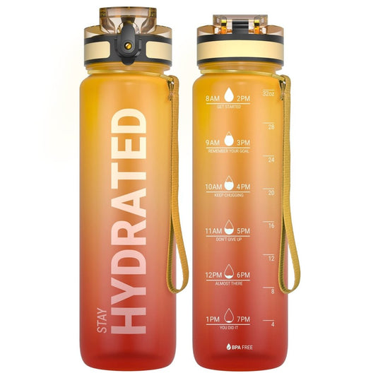 Sahara Sailor Water Bottle, 32/25/17oz Durable and Leakproof Water Bottles Motivational with Time Marker, Tritan, BPA Free, Wide Mouth with Easy Clean Brush for Gym, Travel, School, Office (1 Bottle) - happygetfit.com