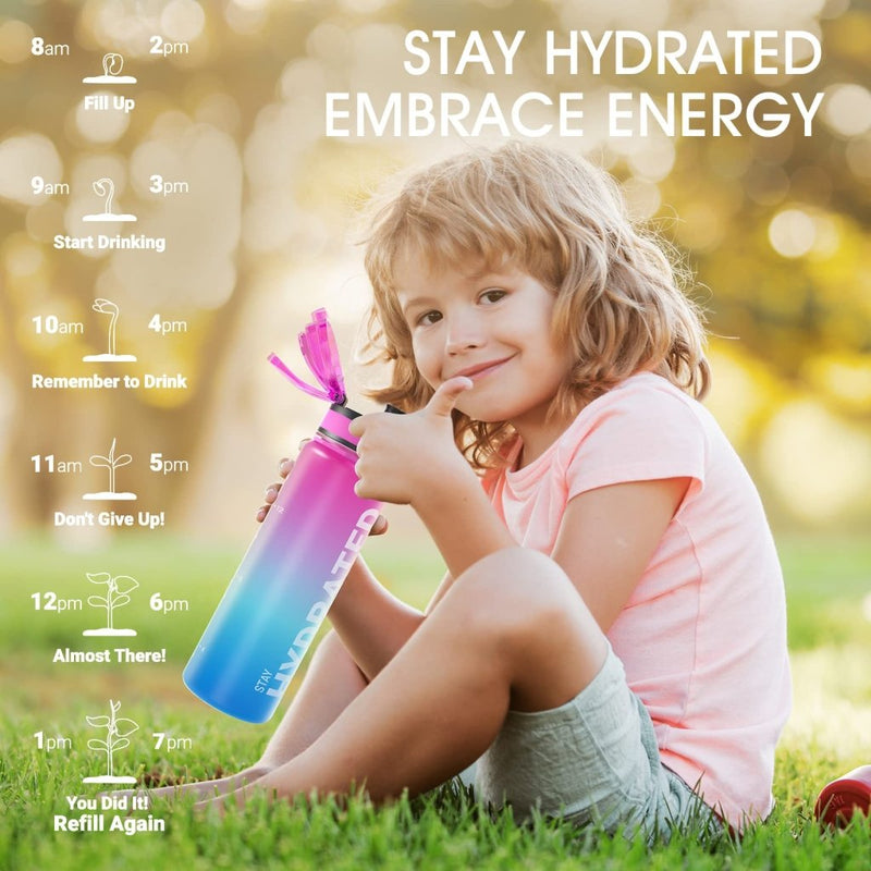 Load image into Gallery viewer, Sahara Sailor Water Bottle, 32/25/17oz Durable and Leakproof Water Bottles Motivational with Time Marker, Tritan, BPA Free, Wide Mouth with Easy Clean Brush for Gym, Travel, School, Office (1 Bottle) - happygetfit.com
