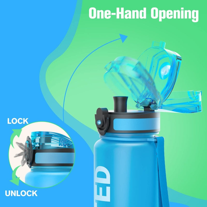 Load image into Gallery viewer, Sahara Sailor Water Bottle, 32/25/17oz Durable and Leakproof Water Bottles Motivational with Time Marker, Tritan, BPA Free, Wide Mouth with Easy Clean Brush for Gym, Travel, School, Office (1 Bottle) - happygetfit.com
