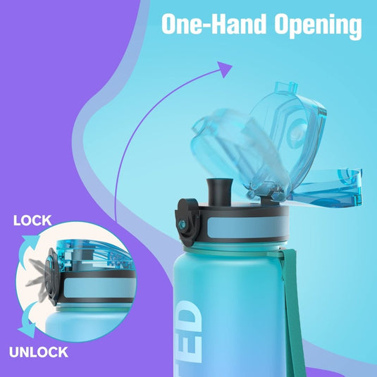 Sahara Sailor Water Bottle, 32/25/17oz Durable and Leakproof Water Bottles Motivational with Time Marker, Tritan, BPA Free, Wide Mouth with Easy Clean Brush for Gym, Travel, School, Office (1 Bottle) - happygetfit.com