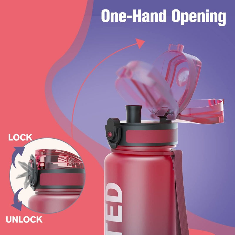 Load image into Gallery viewer, Sahara Sailor Water Bottle, 32/25/17oz Durable and Leakproof Water Bottles Motivational with Time Marker, Tritan, BPA Free, Wide Mouth with Easy Clean Brush for Gym, Travel, School, Office (1 Bottle) - happygetfit.com
