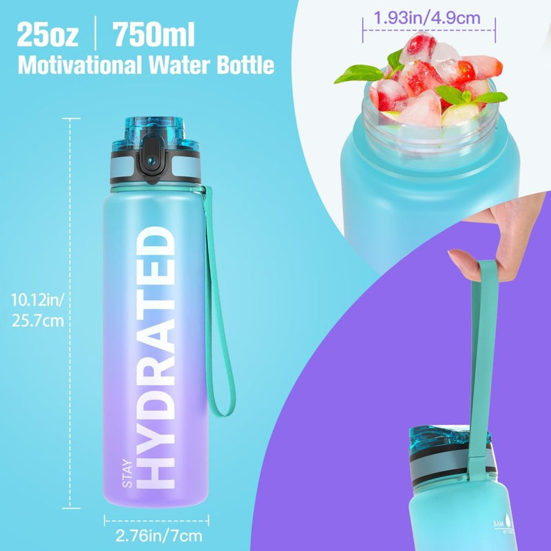 Load image into Gallery viewer, Sahara Sailor Water Bottle, 32/25/17oz Durable and Leakproof Water Bottles Motivational with Time Marker, Tritan, BPA Free, Wide Mouth with Easy Clean Brush for Gym, Travel, School, Office (1 Bottle) - happygetfit.com
