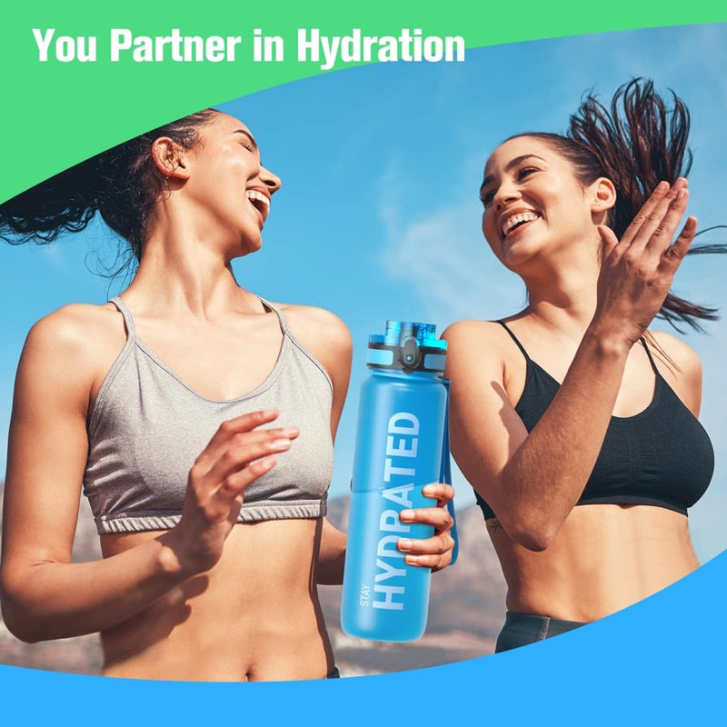 Load image into Gallery viewer, Sahara Sailor Water Bottle, 32/25/17oz Durable and Leakproof Water Bottles Motivational with Time Marker, Tritan, BPA Free, Wide Mouth with Easy Clean Brush for Gym, Travel, School, Office (1 Bottle) - happygetfit.com
