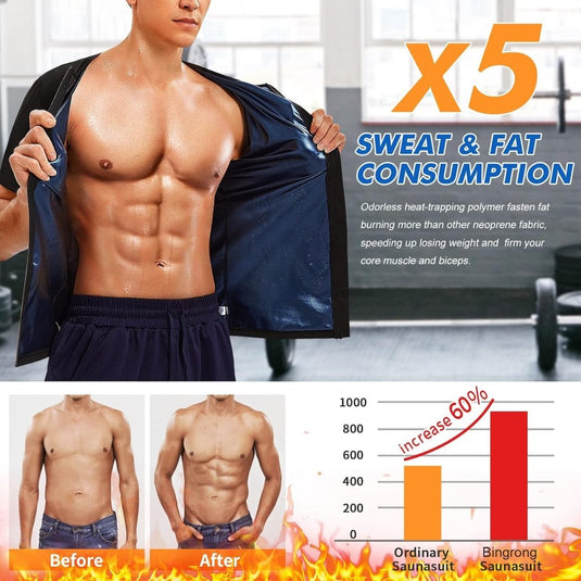Sauna shirt heren afvallen transpiratie pak sauna vest buikweg body shaper neopreen lichaamsvormer sauna pakken shirt fitness korset zweetvest shapewear tank top - happygetfit.com