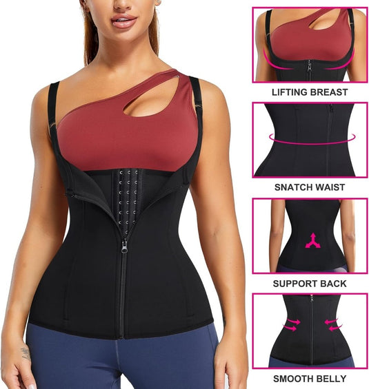 Sauna vest dames sauna shirt neopreen buikweggordel korset dames buikweg onderborst taillevormer shapewear fitness thermo hot body shaper sauna-vest zweten tank top - happygetfit.com