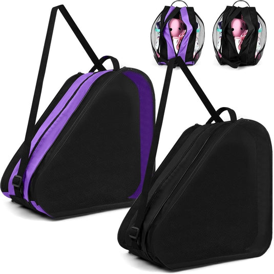 Schaatstas 39 x 28 x 40 cm met 3 opbergvakken en verstelbare schouderriem voor rolschaatsen en inline skates – skatetas – schaatsopbergtas - happygetfit.com