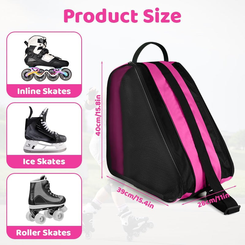 Bild im Galerie-Viewer laden, Schaatstas 39 x 28 x 40 cm met 3 opbergvakken en verstelbare schouderriem voor rolschaatsen en inline skates – skatetas – schaatsopbergtas - happygetfit.com
