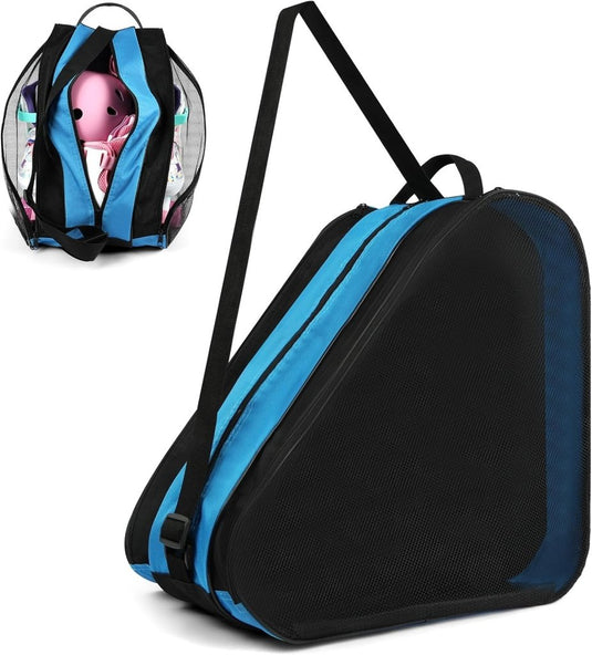 Schaatstas 39 x 28 x 40 cm met 3 opbergvakken en verstelbare schouderriem voor rolschaatsen en inline skates – skatetas – schaatsopbergtas - happygetfit.com