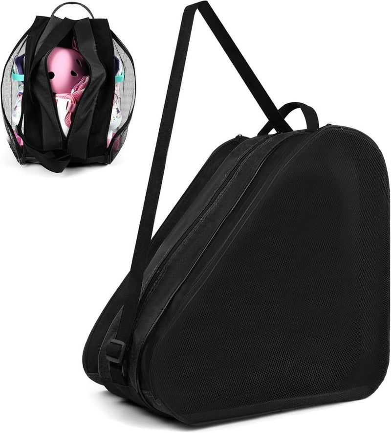 Bild im Galerie-Viewer laden, Schaatstas 39 x 28 x 40 cm met 3 opbergvakken en verstelbare schouderriem voor rolschaatsen en inline skates – skatetas – schaatsopbergtas - happygetfit.com
