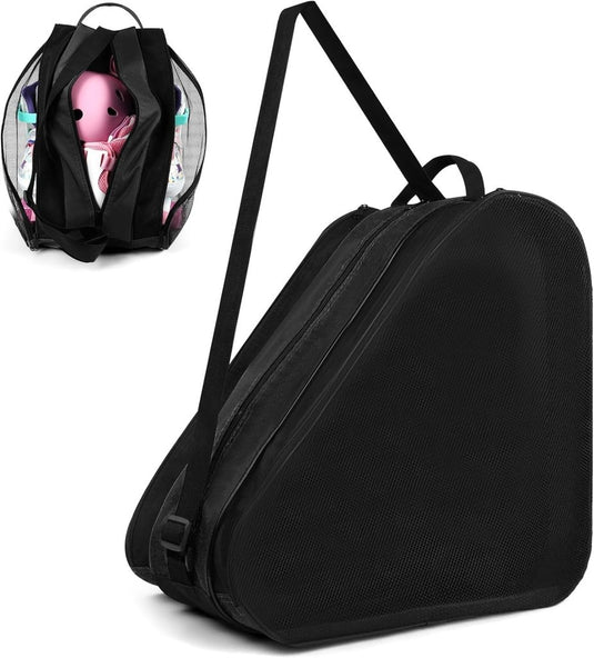 Schaatstas 39 x 28 x 40 cm met 3 opbergvakken en verstelbare schouderriem voor rolschaatsen en inline skates – skatetas – schaatsopbergtas - happygetfit.com