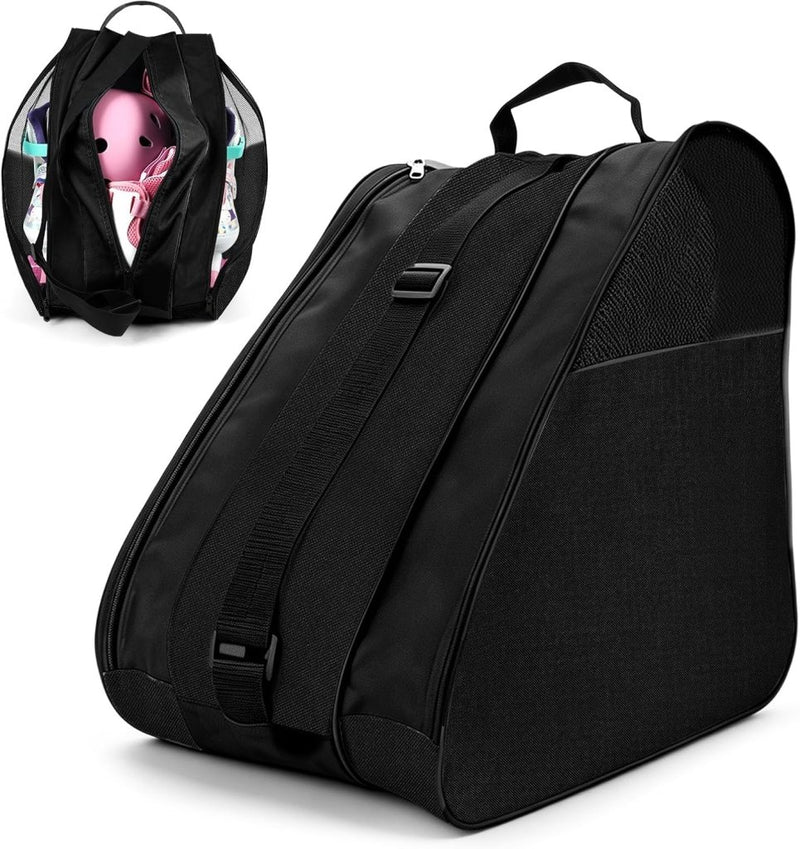 Bild im Galerie-Viewer laden, Schaatstas 39 x 28 x 40 cm met 3 opbergvakken en verstelbare schouderriem voor rolschaatsen en inline skates – skatetas – schaatsopbergtas - happygetfit.com
