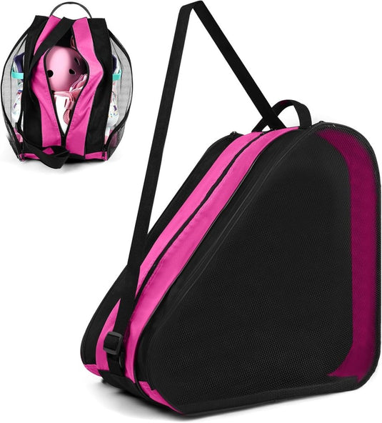 Schaatstas 39 x 28 x 40 cm met 3 opbergvakken en verstelbare schouderriem voor rolschaatsen en inline skates – skatetas – schaatsopbergtas - happygetfit.com