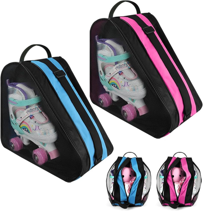 Bild im Galerie-Viewer laden, Schaatstas 39 x 28 x 40 cm met 3 opbergvakken en verstelbare schouderriem voor rolschaatsen en inline skates – skatetas – schaatsopbergtas - happygetfit.com

