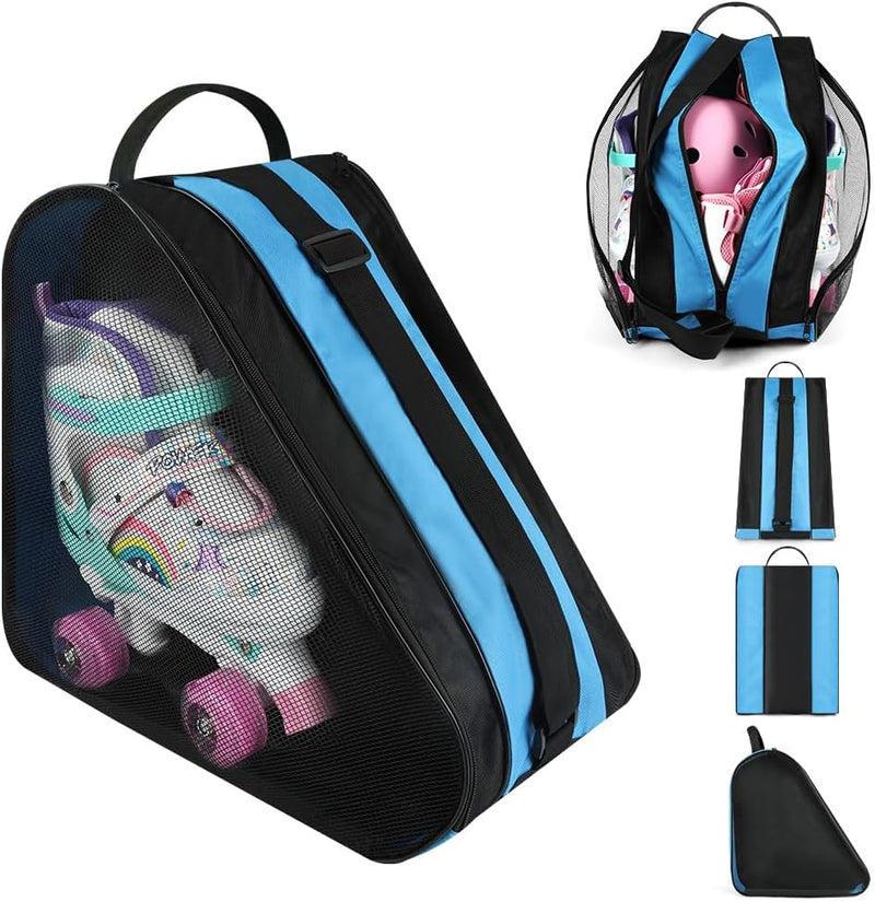 Bild im Galerie-Viewer laden, Schaatstas 39 x 28 x 40 cm met 3 opbergvakken en verstelbare schouderriem voor rolschaatsen en inline skates – skatetas – schaatsopbergtas - happygetfit.com
