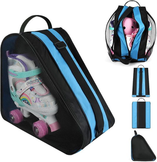 Schaatstas 39 x 28 x 40 cm met 3 opbergvakken en verstelbare schouderriem voor rolschaatsen en inline skates – skatetas – schaatsopbergtas - happygetfit.com
