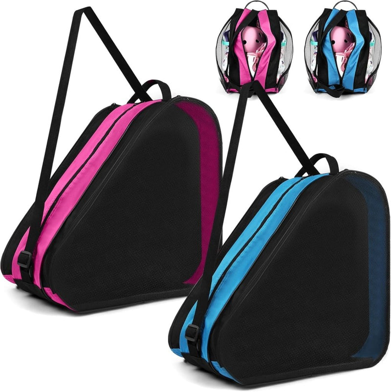 Bild im Galerie-Viewer laden, Schaatstas 39 x 28 x 40 cm met 3 opbergvakken en verstelbare schouderriem voor rolschaatsen en inline skates – skatetas – schaatsopbergtas - happygetfit.com
