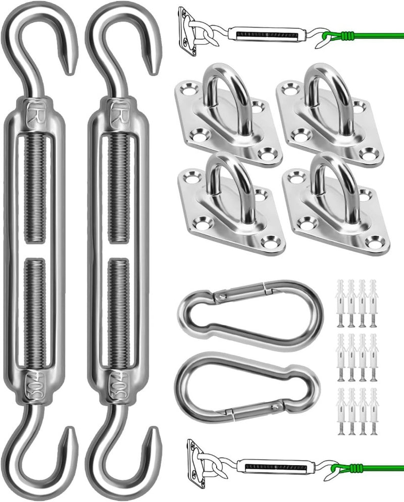 Chargez l'image dans la visionneuse de la galerie, Schaduwzeil bevestigingsset 40-delig van RVS met verstelbare spanschroeven van 5 inch – zonnezeil montage – zeilspanners - happygetfit.com
