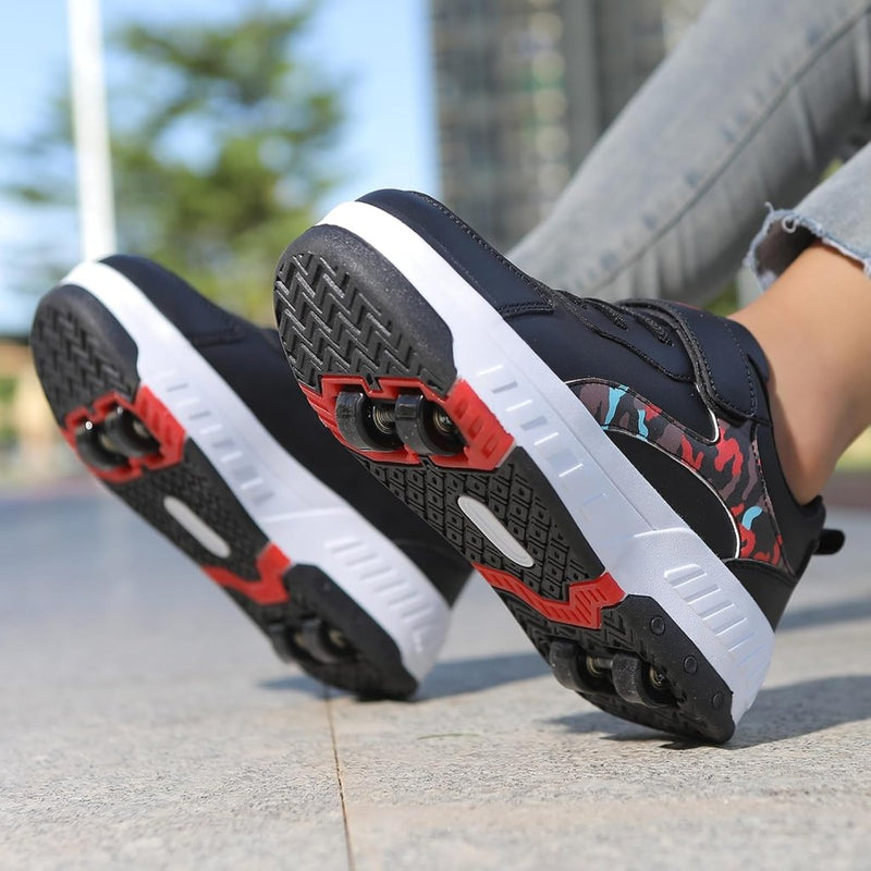Load image into Gallery viewer, Schoenen met wieltjes, voor jongens en meisjes, kinderrolschaatsen, 2-in-1 rolschaatsen, gymschoenen, skateboardschoenen - happygetfit.com
