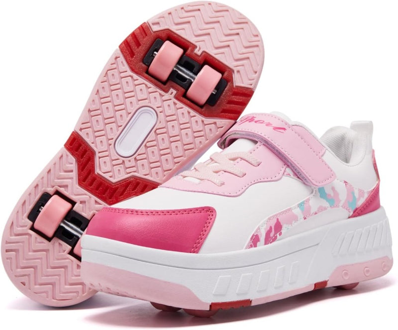 Load image into Gallery viewer, Schoenen met wieltjes, voor jongens en meisjes, kinderrolschaatsen, 2-in-1 rolschaatsen, gymschoenen, skateboardschoenen - happygetfit.com
