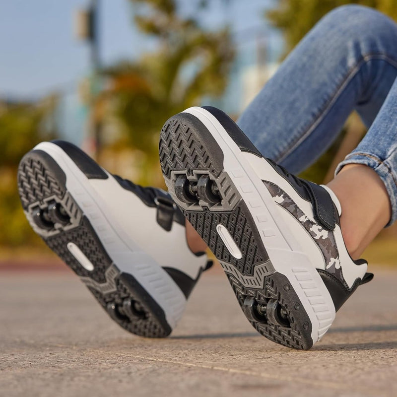Load image into Gallery viewer, Schoenen met wieltjes, voor jongens en meisjes, kinderrolschaatsen, 2-in-1 rolschaatsen, gymschoenen, skateboardschoenen - happygetfit.com
