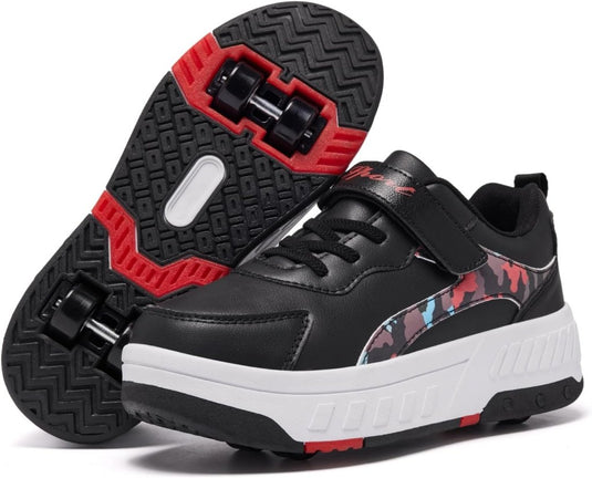 Schoenen met wieltjes, voor jongens en meisjes, kinderrolschaatsen, 2-in-1 rolschaatsen, gymschoenen, skateboardschoenen - happygetfit.com