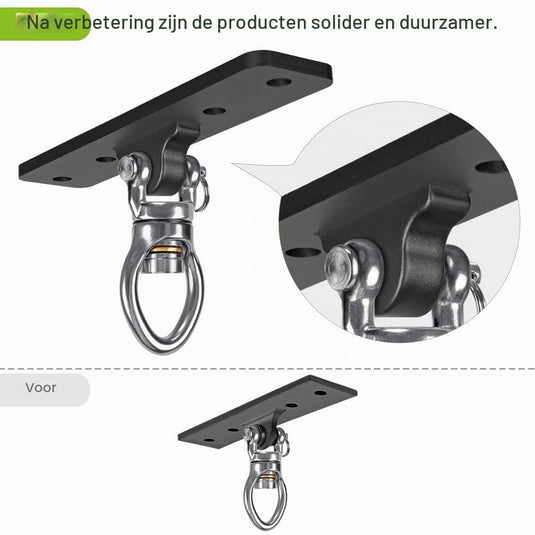 Schommel ophangbeugels 2 stuks van staal met 360 graden draaifunctie en karabijnhaken – schommelbevestiging – bokszakophanging - happygetfit.com