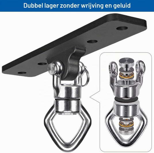 Schommel ophangbeugels 2 stuks van staal met 360 graden draaifunctie en karabijnhaken – schommelbevestiging – bokszakophanging - happygetfit.com