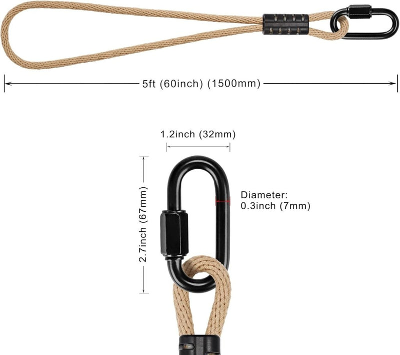 Bild im Galerie-Viewer laden, Schommel ophangtouwen 2 stuks 120 cm van polyester met karabijnhaken voor boom en balk – ophangtouwen – schommelbevestiging - happygetfit.com
