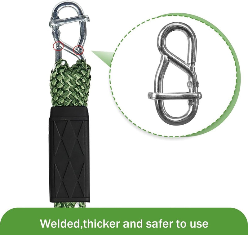 Chargez l'image dans la visionneuse de la galerie, Schommelbevestiging Set 2 Stuks – Verstelbaar Nylon Schommeltouw 101 cm met Karabijnhaken – Tot 363 kg – Binnen &amp; Buiten - happygetfit.com
