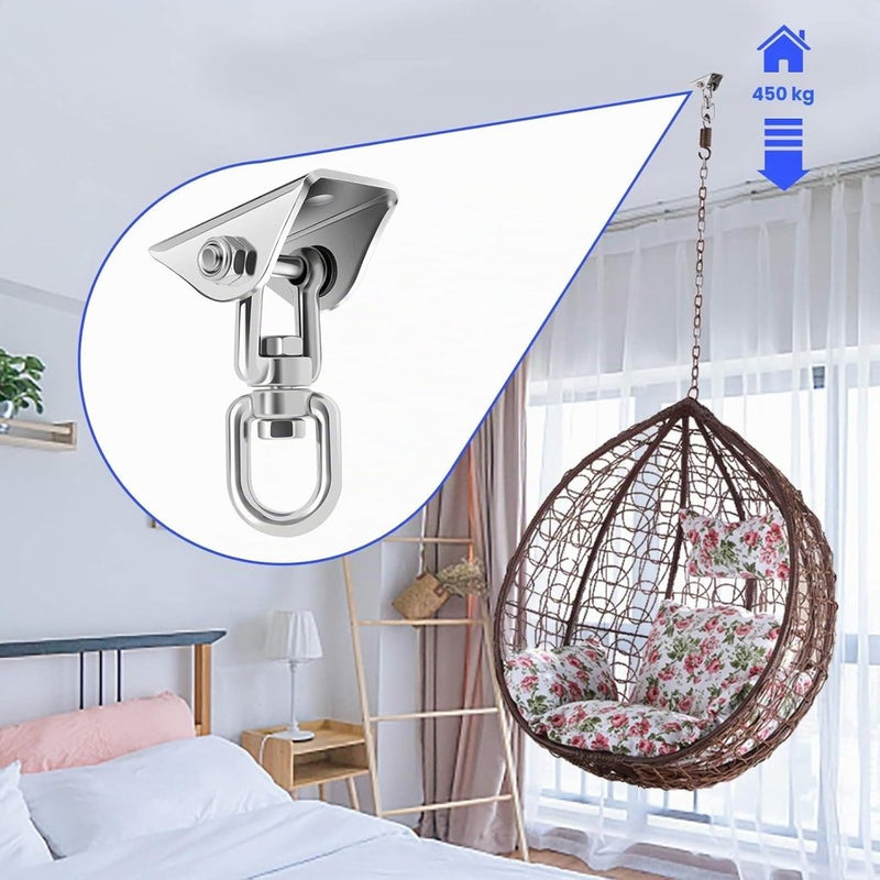Carica immagine in Galleria Viewer, Schommelhaken 2 stuks 360° draaibaar van roestvrij staal tot 400 kg – ophanghaken – schommel accessoires - happygetfit.com
