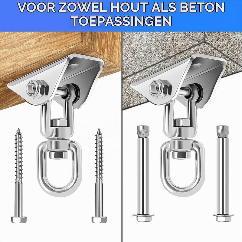 Carica immagine in Galleria Viewer, Schommelhaken 2 stuks 360° draaibaar van roestvrij staal tot 400 kg – ophanghaken – schommel accessoires - happygetfit.com
