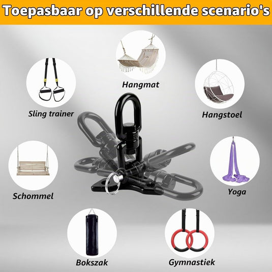 Schommelhaken 2 stuks 360° draaibaar van roestvrij staal tot 400 kg – ophanghaken – schommel accessoires - happygetfit.com