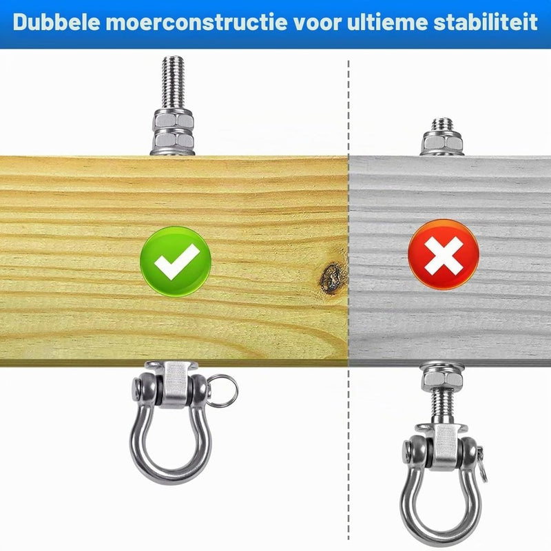 Laden Sie das Bild in Galerie -Viewer, Schommelhaken 2 stuks van roestvrij staal met M10 schroefdraad en kogellagers – plafondbevestiging – ophangbeugels - happygetfit.com

