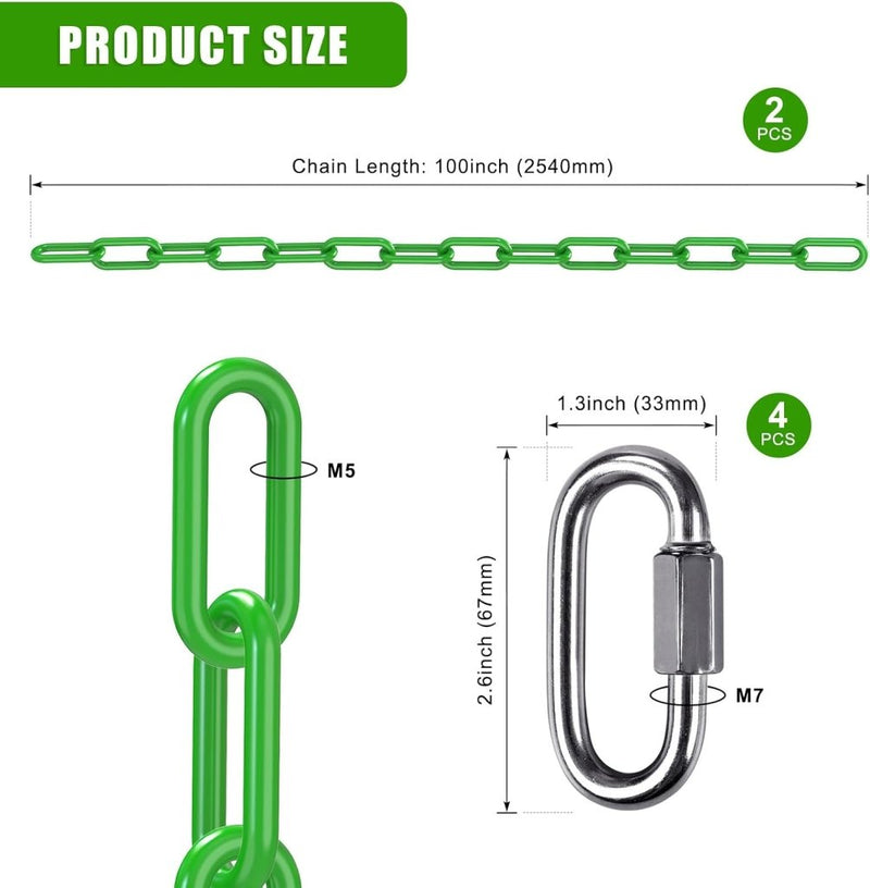Laden Sie das Bild in Galerie -Viewer, Schommelkettingen 2 stuks 250 cm van roestvrij staal met 5 mm schakels en karabijnhaken – hangstoelketting – ophangverlenging - happygetfit.com
