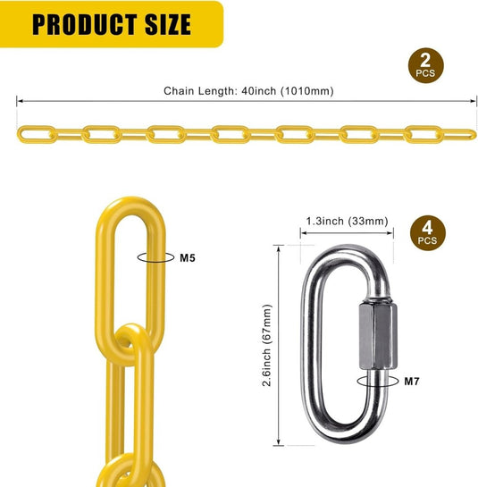 Schommelkettingen 2 stuks 250 cm van roestvrij staal met 5 mm schakels en karabijnhaken – hangstoelketting – ophangverlenging - happygetfit.com