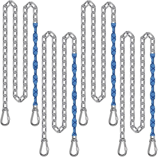 Schommelkettingen 4 stuks 170 cm van roestvrij staal met karabijnhaken en zachte handgrepen – ophangkettingen – bokszakophanging - happygetfit.com