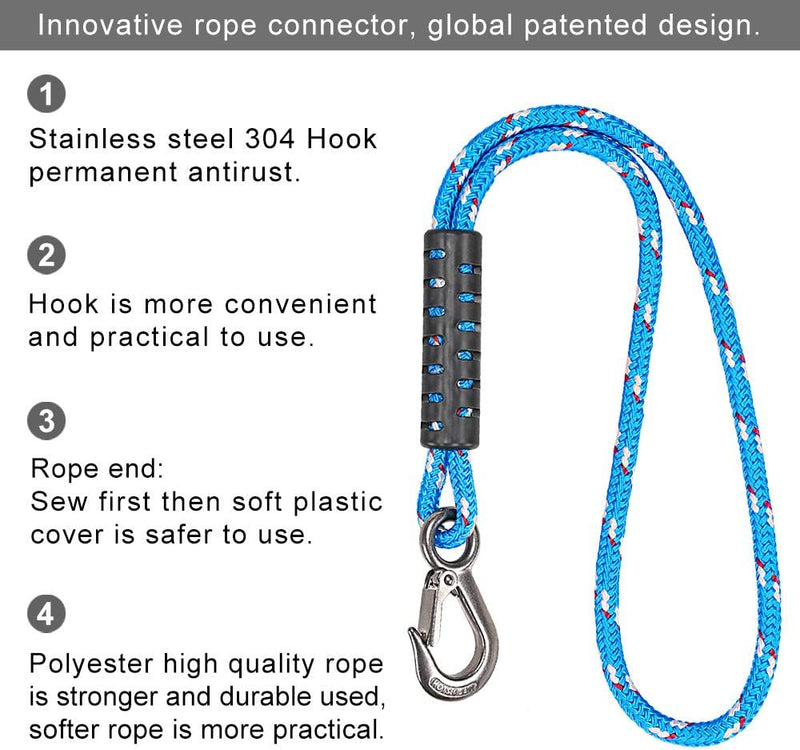 Chargez l'image dans la visionneuse de la galerie, Schommeltouw 50 cm van gevlochten polyester met roestvrijstalen ophanghaak – boomschommel – hangmatbevestiging - happygetfit.com
