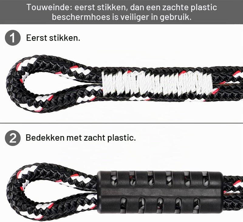 Chargez l'image dans la visionneuse de la galerie, Schommeltouw 50 cm van gevlochten polyester met roestvrijstalen ophanghaak – boomschommel – hangmatbevestiging - happygetfit.com
